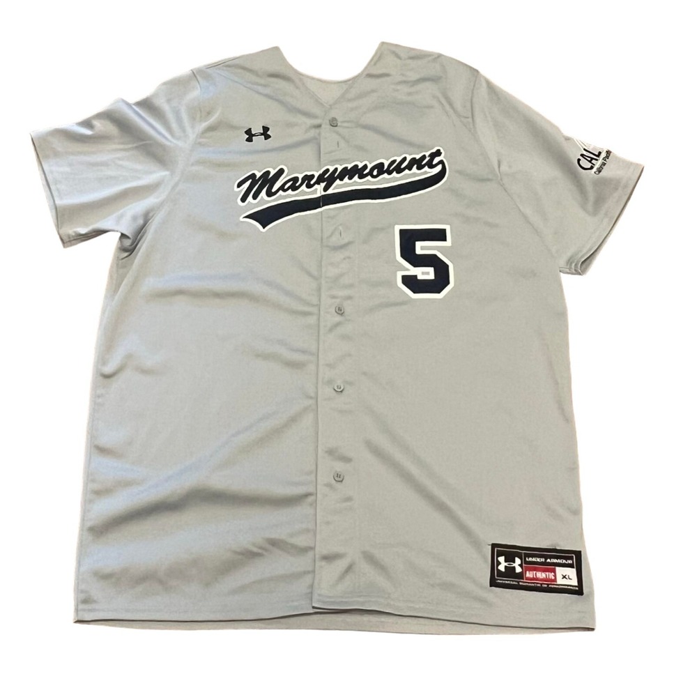 Marymount Mariners Under Armour Game Worn #5 Baseball Jersey Gray Mens XL